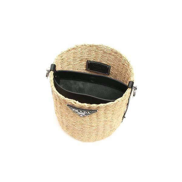 プラダ ラフィアxレザー バケットバッグ偽物1BE052VOOO2DJDF0I55